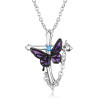 Halloween Gift Butterfly Cross Pendant Necklace in Sterling Silver