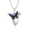 Halloween Gift Butterfly Cross Pendant Necklace in Sterling Silver