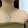 Halloween Gift Sparkling Cross Pendant Necklace in Sterling Silver
