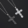 Halloween Gift Sparkling Cross Pendant Necklace in Sterling Silver