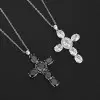 Halloween Gift Sparkling Cross Pendant Necklace in Sterling Silver