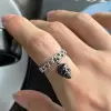 Halloween Gift Black Skull Ring in Sterling Silver