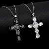 Halloween Gift Sparkling Cross Pendant Necklace in Sterling Silver
