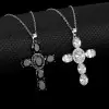 Halloween Gift Sparkling Cross Pendant Necklace in Sterling Silver