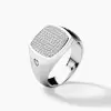 1ct Paved White Sapphire Two Tone Signet Ring