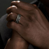 Geommetric Lines Forged Carbon Men's Ring in Sterling Silver