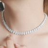 80ctw Oval Cut White Sapphire Tennis Statement Necklace
