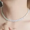 80ctw Oval Cut White Sapphire Tennis Statement Necklace