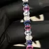 22ctw Oval Cut Multicolor Sapphire Tennis Bracelet