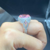 9.3ct Oval Cut Pink  Sapphire Paved Engagement Ring