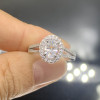 Halo Oval Cut White Sapphire Dainty Engagement Ring