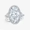8ct Oval Cut Three-stone Halo Engagement Ring