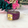 6.5ct Radiant Cut Yellow Sapphire Bold Paved Ring