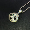 White & Black Sapphire Panda Pendant With Tennis Chain