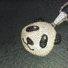 White & Black Sapphire Panda Pendant With Tennis Chain