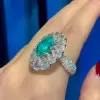 5ct Halo Oval Cut Green Blue Paraiba Cocktail Ring
