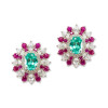6ctw Oval Cut Green Blue Paraiba Tourmaline Flower Earrings