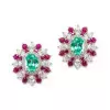 6ctw Oval Cut Green Blue Paraiba Tourmaline Flower Earrings