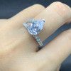 3ct Pear Cut White Sapphire Asymmetrical Engagement Ring