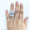 White Sapphire Paved Bypass Bold Cocktail Ring