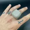 14ctw White Sapphire Paved Bold Square Dome Ring