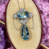 20ctw Pear and Cushion Cut Aquamarine Pendant Necklace
