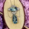 20ctw Pear and Cushion Cut Aquamarine Pendant Necklace