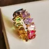 12ctw Pear Cut Rainbow Color Sapphire Eternity Ring