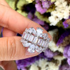 Pear and Baguette Cut White Sapphire Cocktail Ring