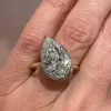 6.2ct Tilted Pear Cut Simple Two Tone Engagement Ring