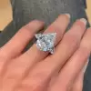 10ct Pear Cut White Sapphire Three-Stone Engagement Ring