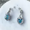 19CTW Pear Cut Aquamarine Drop Earrings