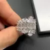 Pear and Baguette Cut White Sapphire Cocktail Ring