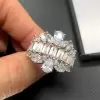 Pear and Baguette Cut White Sapphire Cocktail Ring