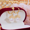12mm Pearl Cluster Flower Elegant Drop Earrings