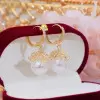 12mm Pearl Cluster Flower Elegant Drop Earrings