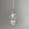 One of Kind Baroque Pearl Art Deco Crowned Heart Necklace