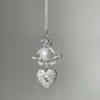 One of Kind Baroque Pearl Art Deco Crowned Heart Necklace