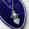 One of Kind Baroque Pearl Art Deco Crowned Heart Necklace