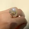 One-of-a-Kind 12MM Pearl Rose Cut Cocktail Ring