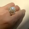 One-of-a-Kind 12MM Pearl Rose Cut Cocktail Ring