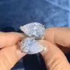 19ctw Pear Cut White Sapphire Two Stone Engagement Ring