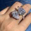 19ctw Pear Cut White Sapphire Two Stone Engagement Ring