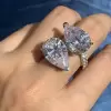 19ctw Pear Cut White Sapphire Two Stone Engagement Ring