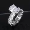 5.4ct Pear Cut White Sapphire Eternity Engagement Ring