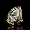 4.2ct Pear Cut Curved Shank Modern Engagement Ring