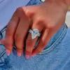 5.7ct Pear Cut White Sapphire Eternity Band Engagement Ring