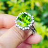 9.5ct Halo Asscher Cut Peridot Engagement Ring