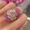 6ctw Fuchsia Pink Sapphire and Rose Quartz Cocktail Ring