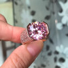 10.4ct Round Cut Pink Sapphire Bold Allover Paved Ring